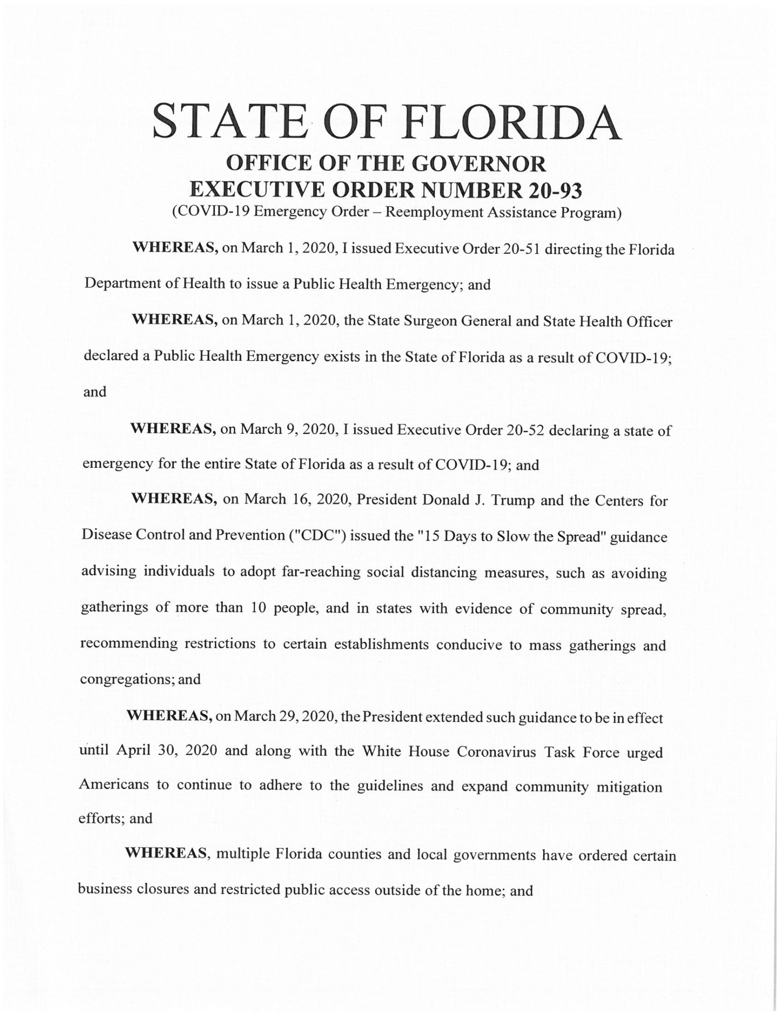 Gov. DeSantis Issues Two New Executive Orders WKGC Public Radio