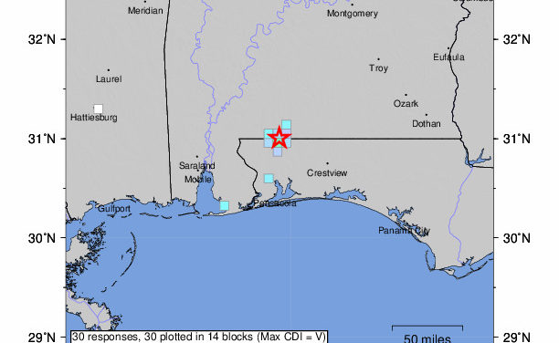 M 3.8 Earthquake Occurred Along Florida/Alabama Border after 10am