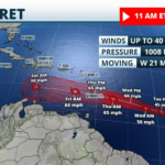 Tropical Storm Bret continues to track toward the Caribbean