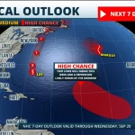 Margot Remains at Sea as a ‘Fish Storm’ Among Lee and Invest 97L